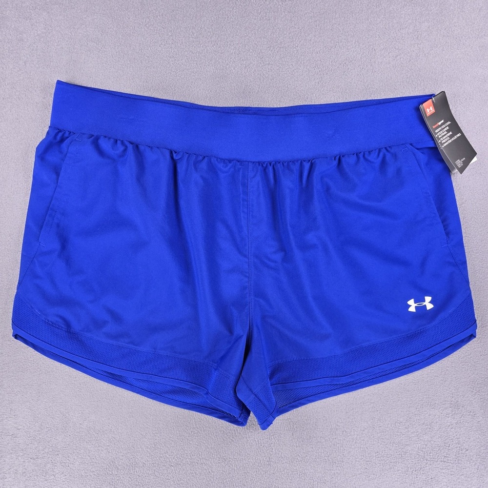 NEW Under Armour Shorts Women's 3XL Blue Athletic Loose Heatgear Solid Sportcore - Picture 4 of 15